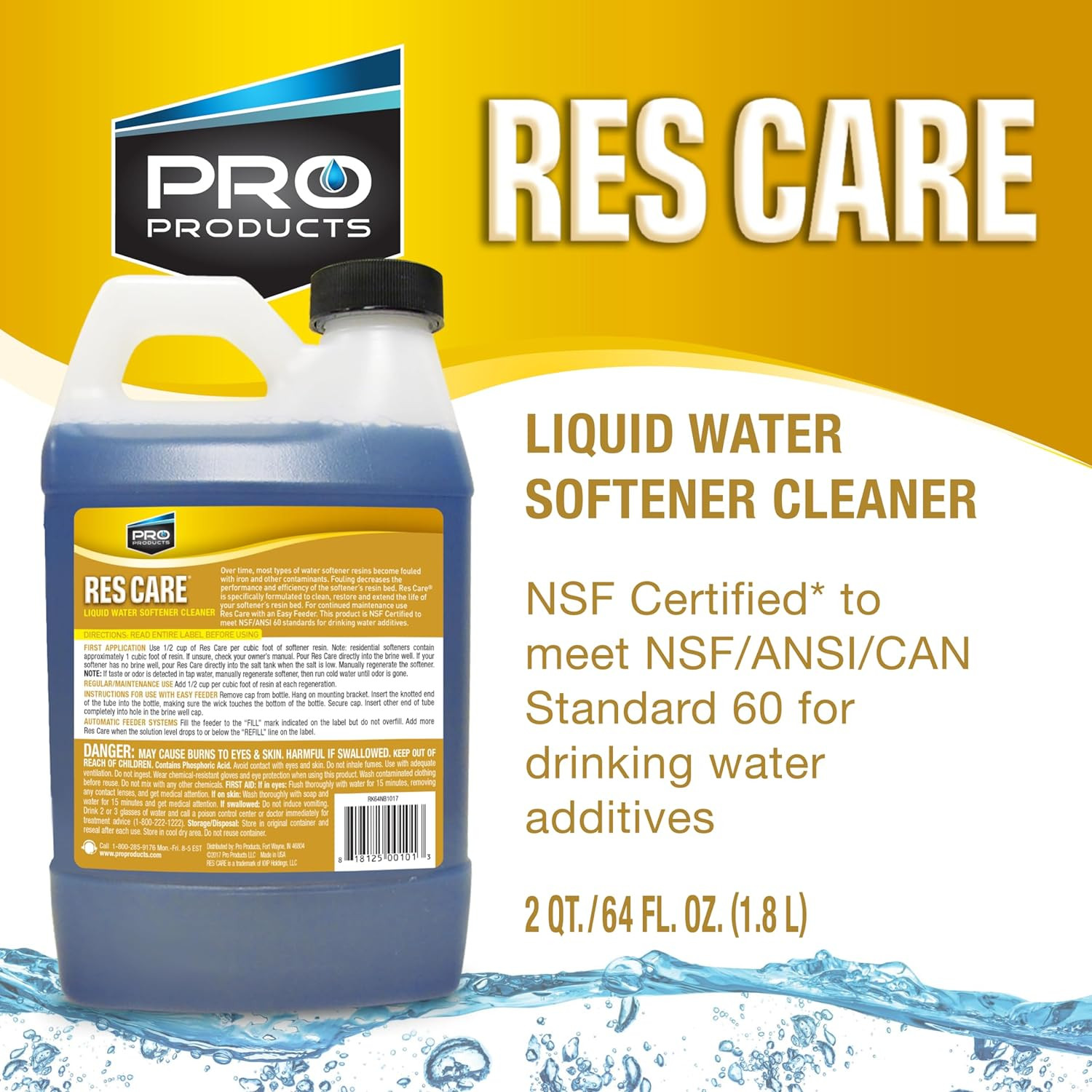 Rescare RK64N All-Purpose Water Softener Cleaner Liquid Refill, 64 Ounce