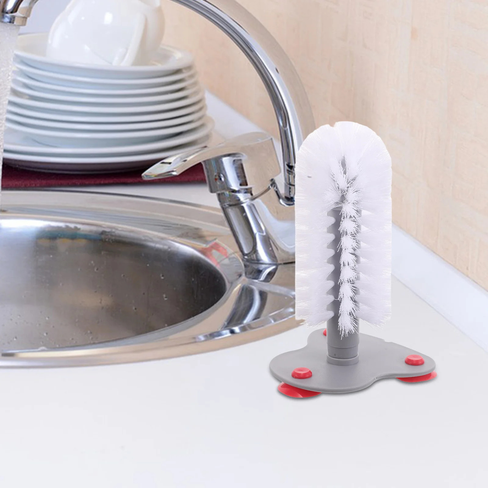 1Pcs Turtle Back Brush Strong Suction Cup Moderate Hardness Bristles Reusable Aq