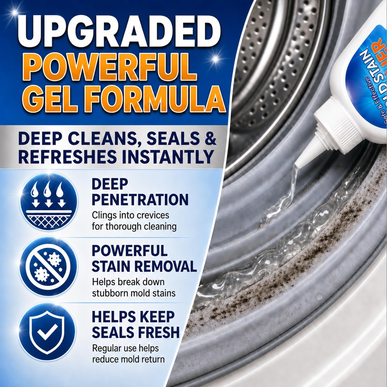 Mold Stain Remover Gel, 8 Fl Oz Heavy-Duty Thick Gel Formula for Washing Mach…