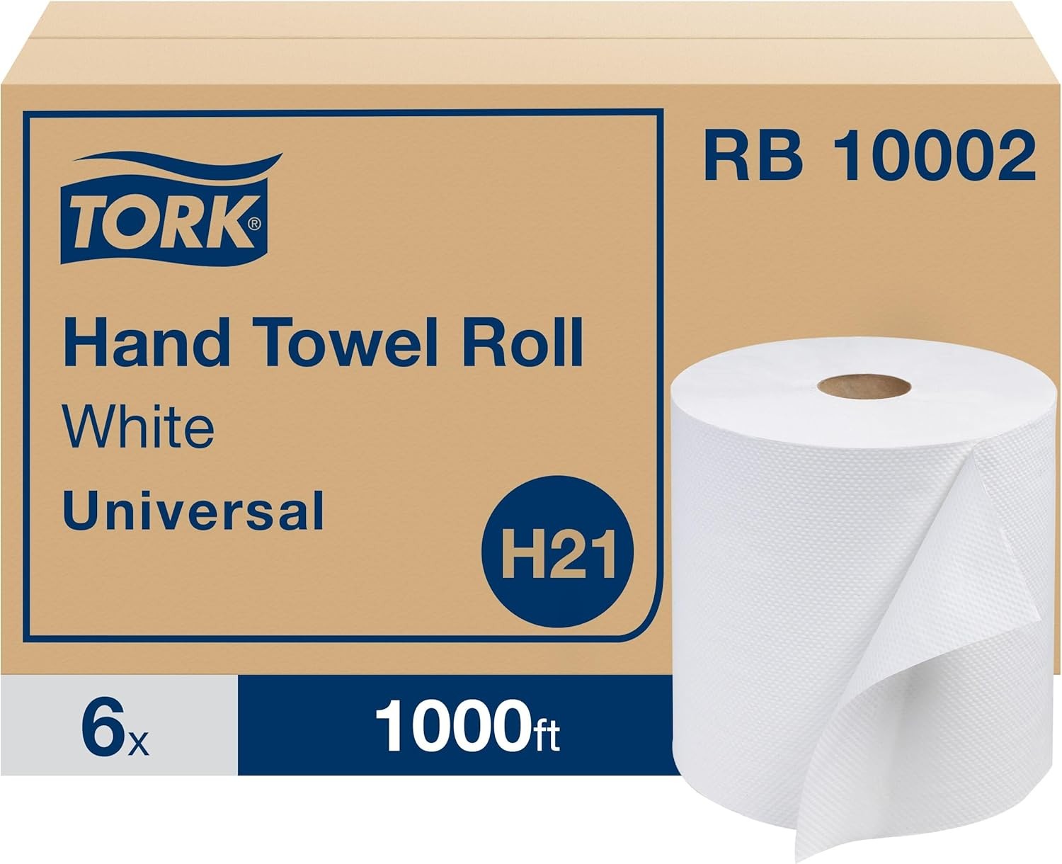 Tork Paper Hand Towel Roll White H21, Universal, 100% Recycled Fiber, 6 Rolls