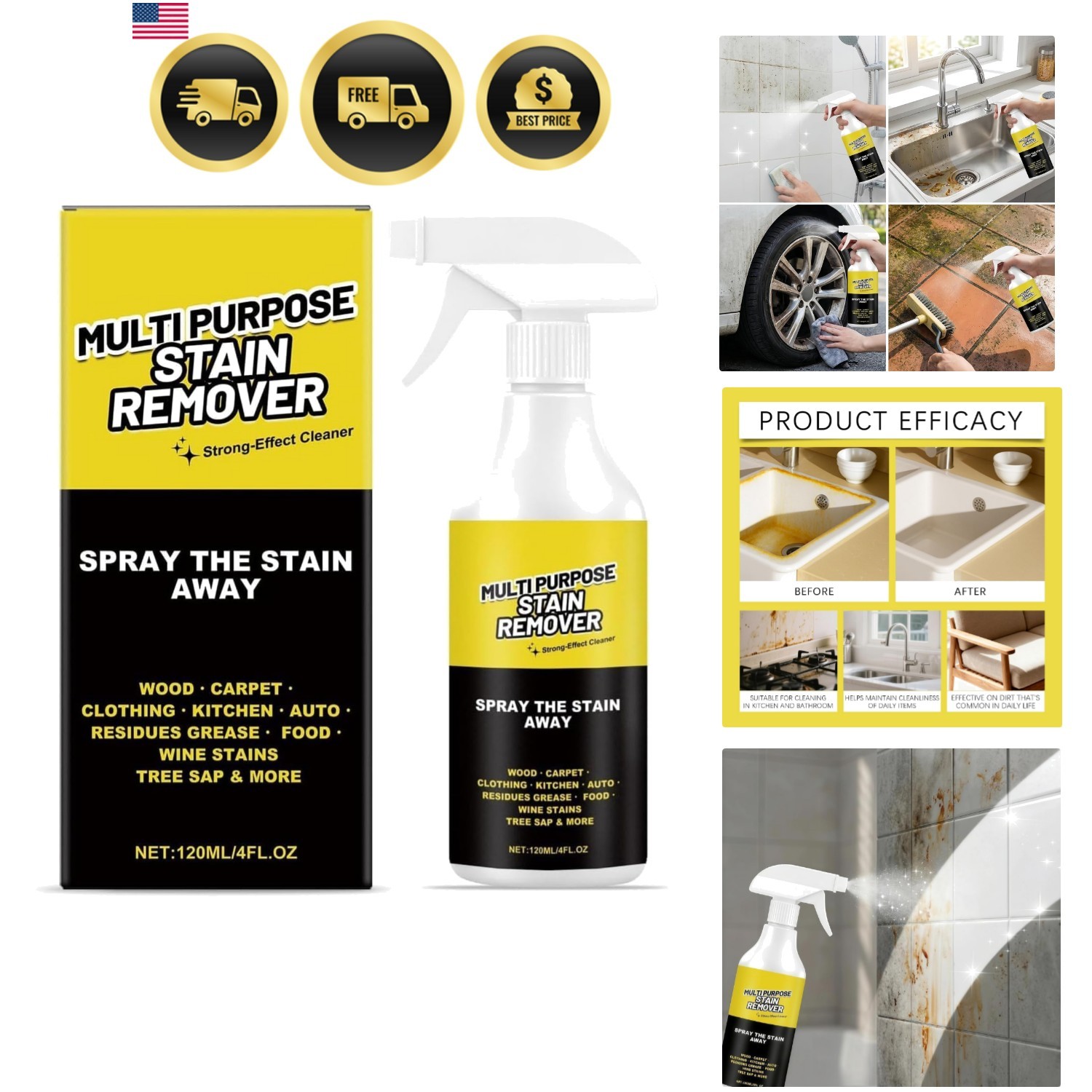 Aliempover Spray Multi Purpose Stain Remover, Heavy-Duty All-Surface Cleaner …