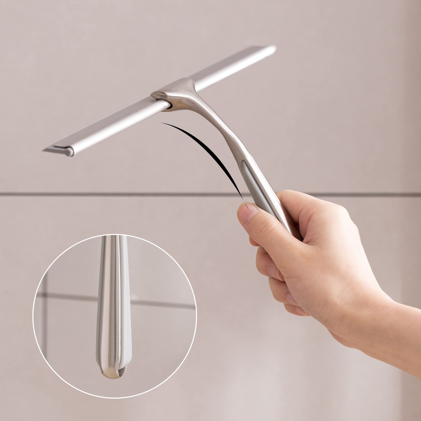 Shower Squeegee for Doors 10 Inch Bathroom 10 inches, Brushed Nickel