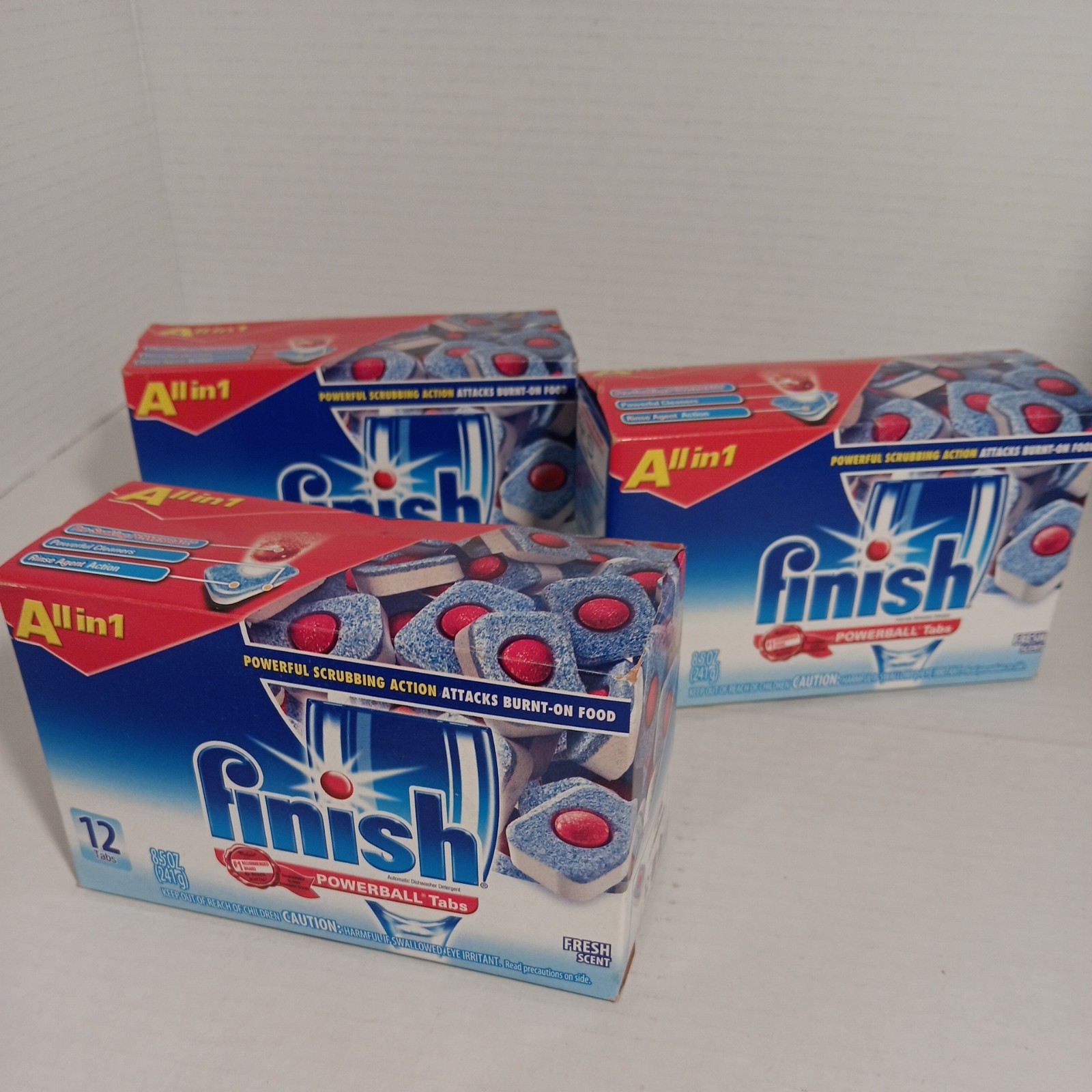 Finish Powerball 8.5 Oz Powerball Tabs 12 Dishwasher Pods All in 1 Fresh Scent