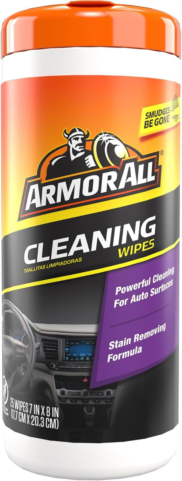 Interior Car Cleaning Wipes, 25 Count Canister, Powerful Cleaning for Dashboa…