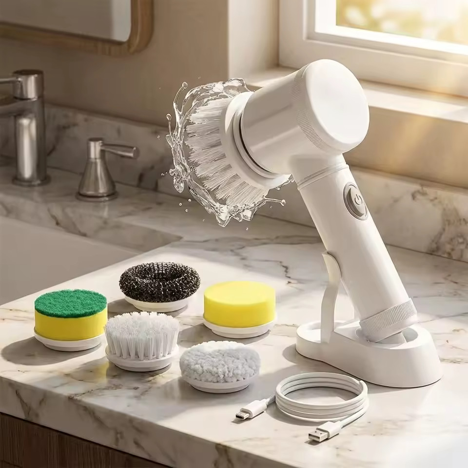 Electric Spin Scrubber Cordless Cleaning Brush Bathroom Kitchen Tile Grout