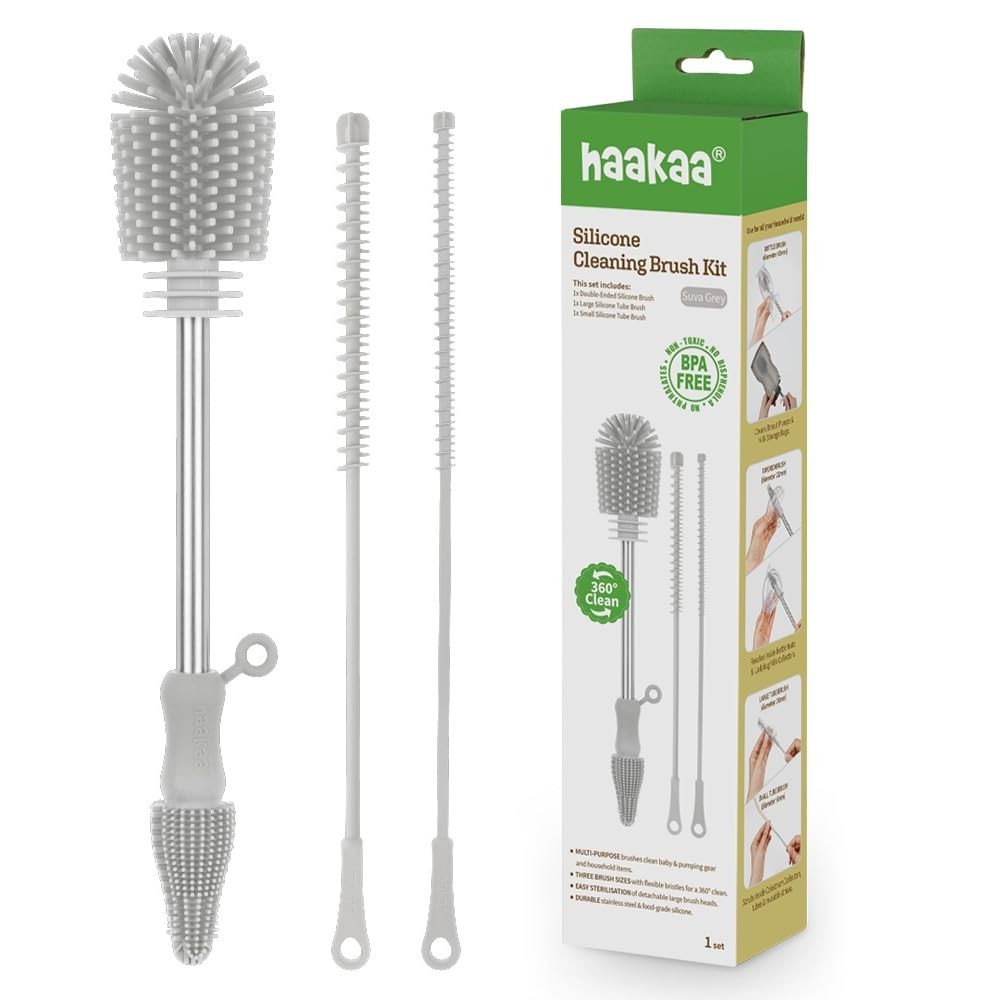 Silicone Cleaning Brush Kit for Bottles & Crevices – Food-Grade, Dishwasher Safe