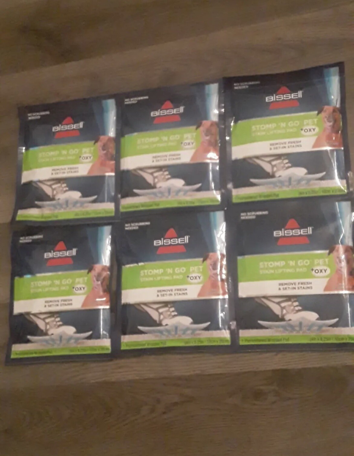 6 Packs Bissell Stomp N Go Pet Stain Lifting Pads +Oxy For Dog Discontinued