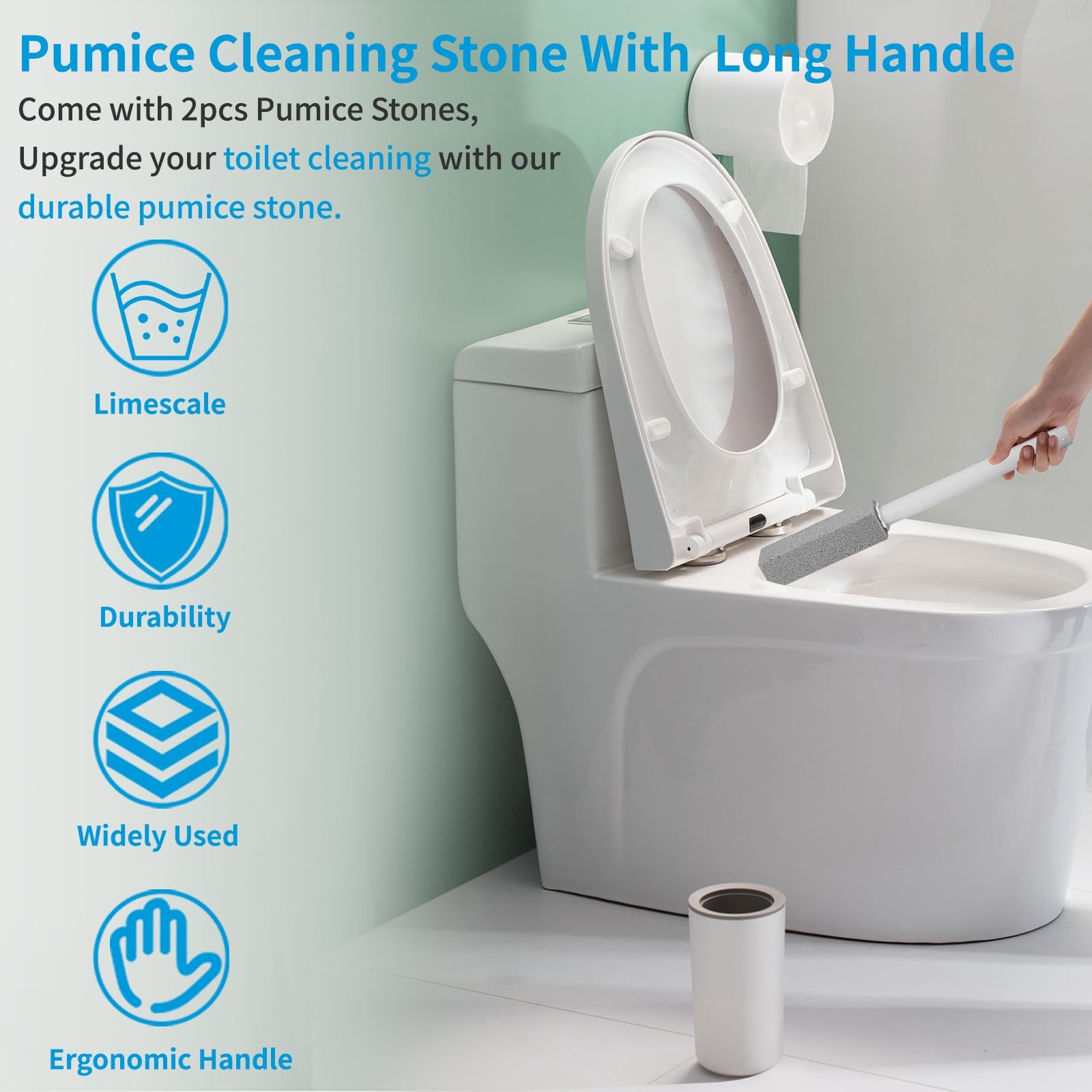 3 Packs Pumice Cleaning Stone with Extra Long Handle, Pumice Stone for Toilet…