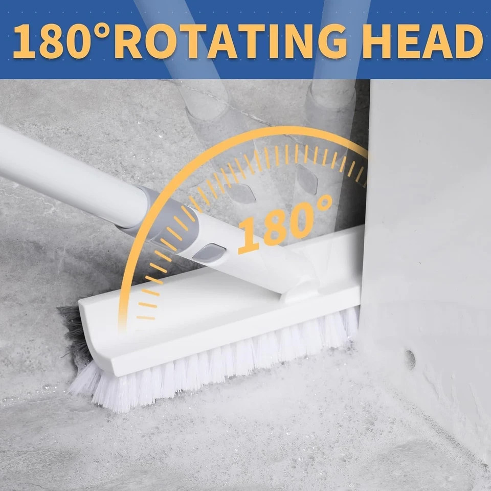 Grout Brush with Long Handle, 57″ Grout Cleaner for Tile Floors, Double-Sided…