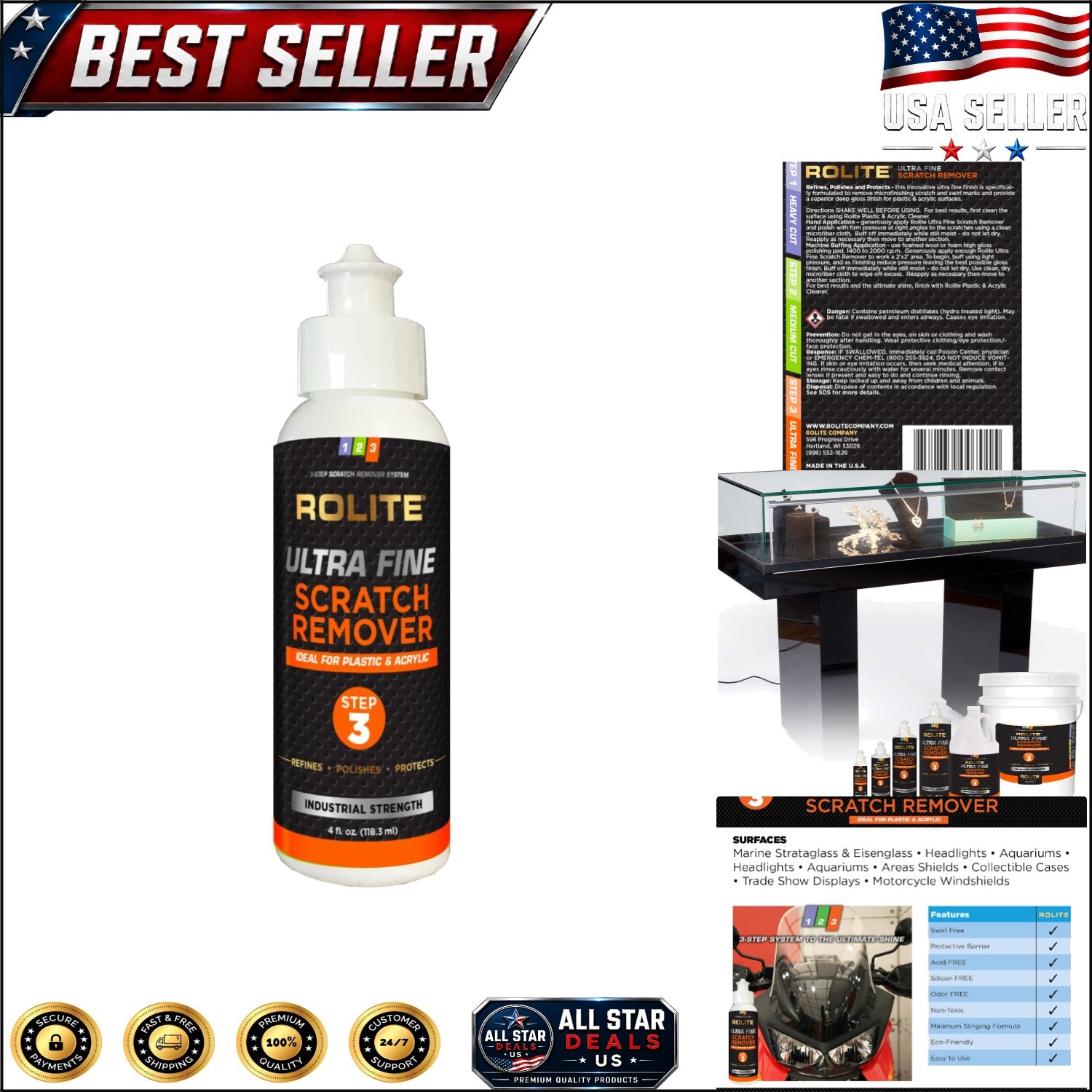 Restore Shine with 4oz Ultra Fine Scratch Remover for Headlights & Aquariums