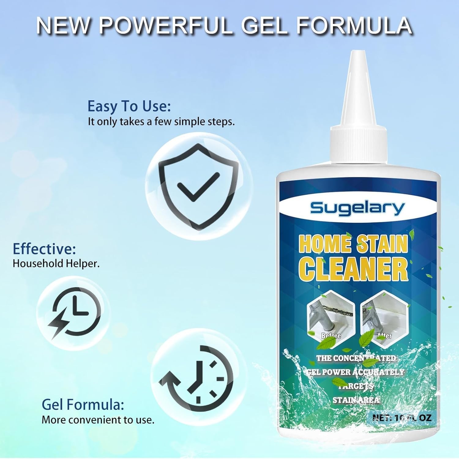 10 fl oz Multi-Purpose Mold Stain Cleaner Gel for Home Surfaces & Appliances
