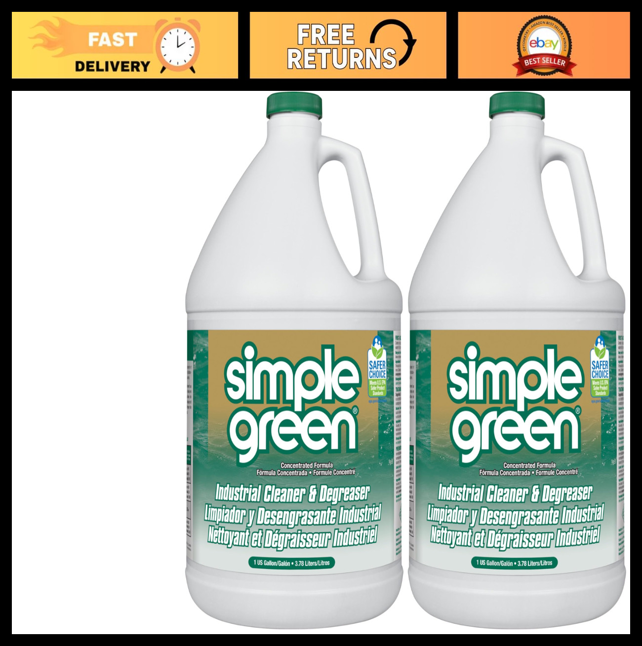 Concentrated Industrial Cleaner & Degreaser, 127.8 Fl Oz, 2-Pack, Heavy-Duty Cle
