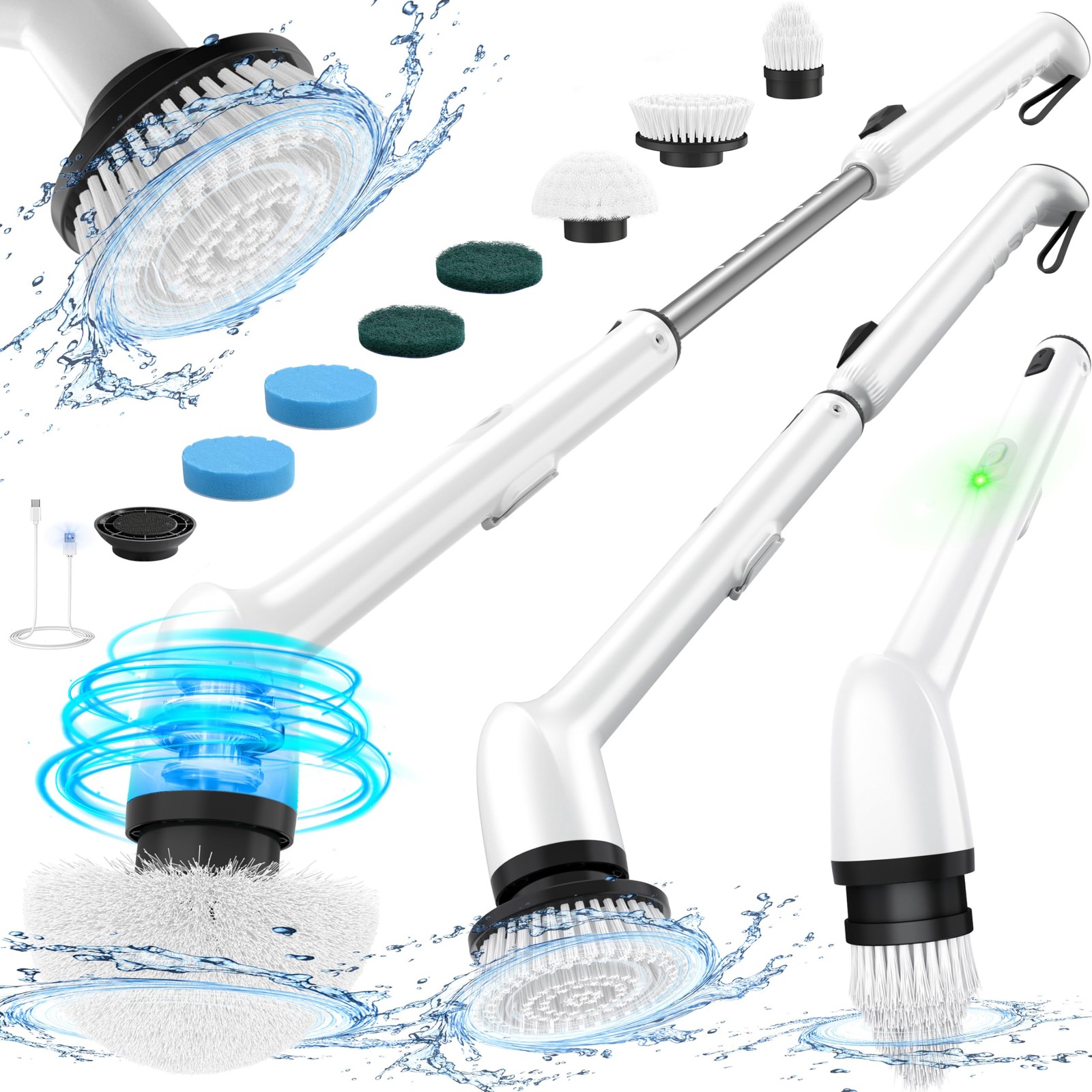 Electric Spin Scrubber, New Full-Body IPX7 Waterproof Bathroom Cleaner Brush,…