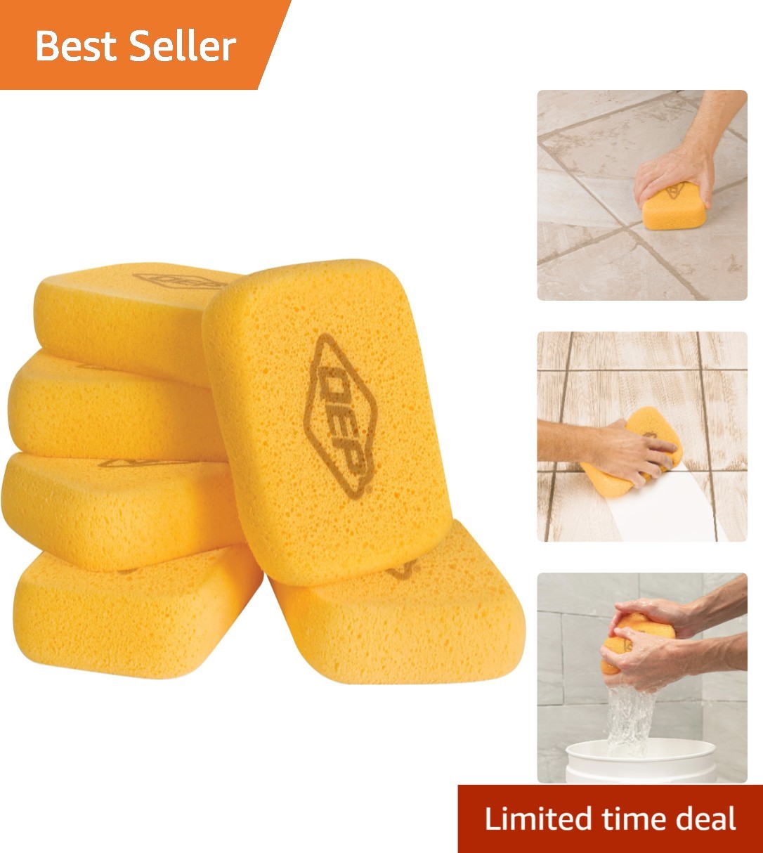Professional-Grade Heavy Duty Sponge – 7.5″ x 5.5″, 6-Piece Set for Grout & More