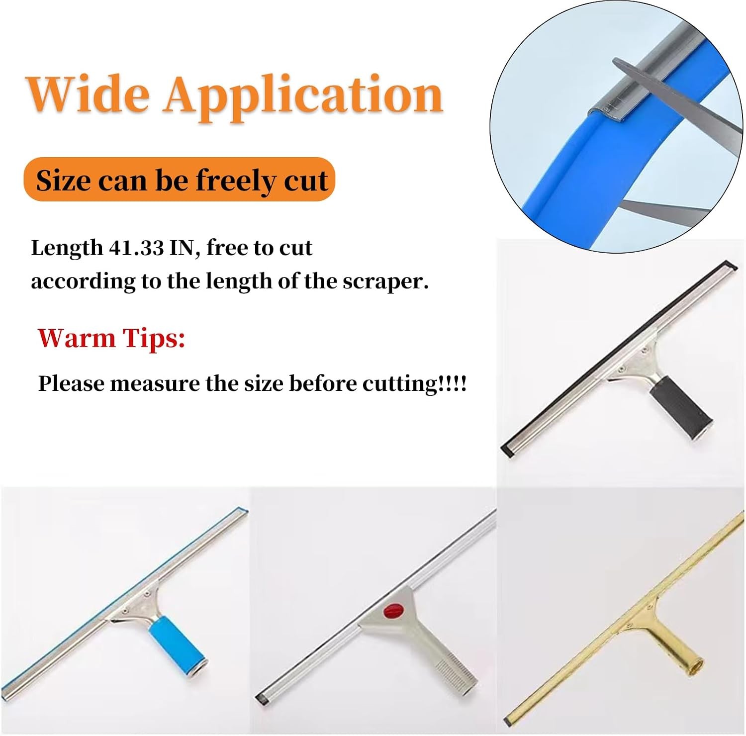 2 Pcs 41 Inch Squeegee Replacement Rubber Blade, Household Silicone Squeegee