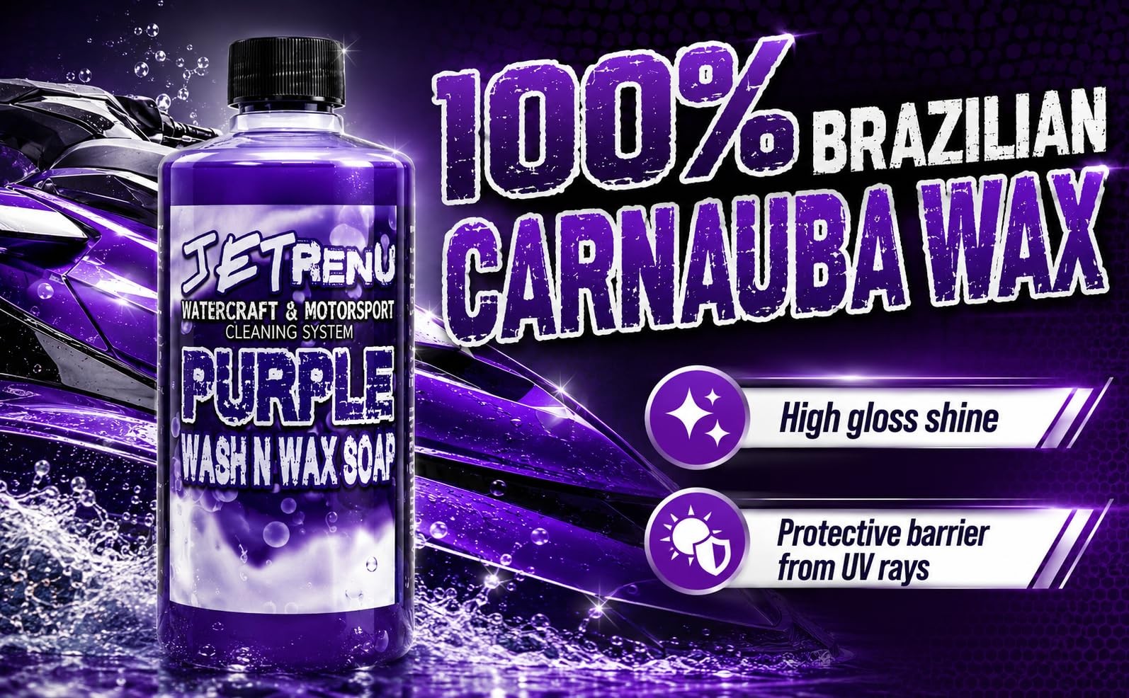 Jet Renu Purple Wash and Wax – 1 Gallon – High Foaming Car Wash Soap with Bra…
