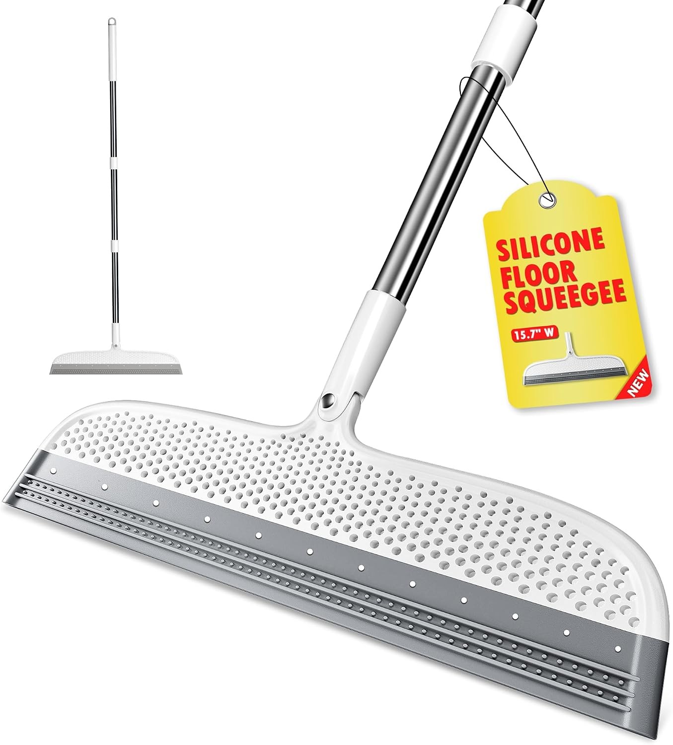 Silicone Floor Squeegee, 180° Rotating Air Broom, Squeegee for Floor with a Long