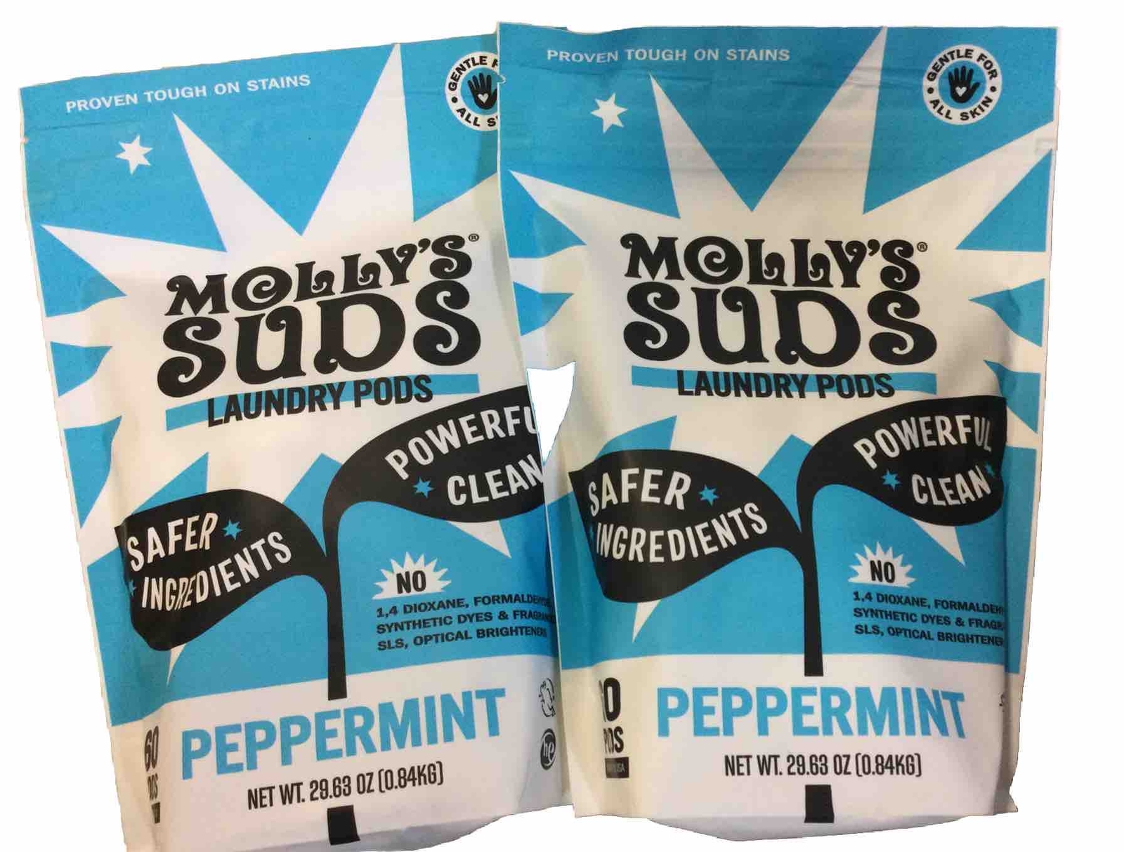 2x Molly’s Suds Laundry Pods Peppermint 60 ct Each