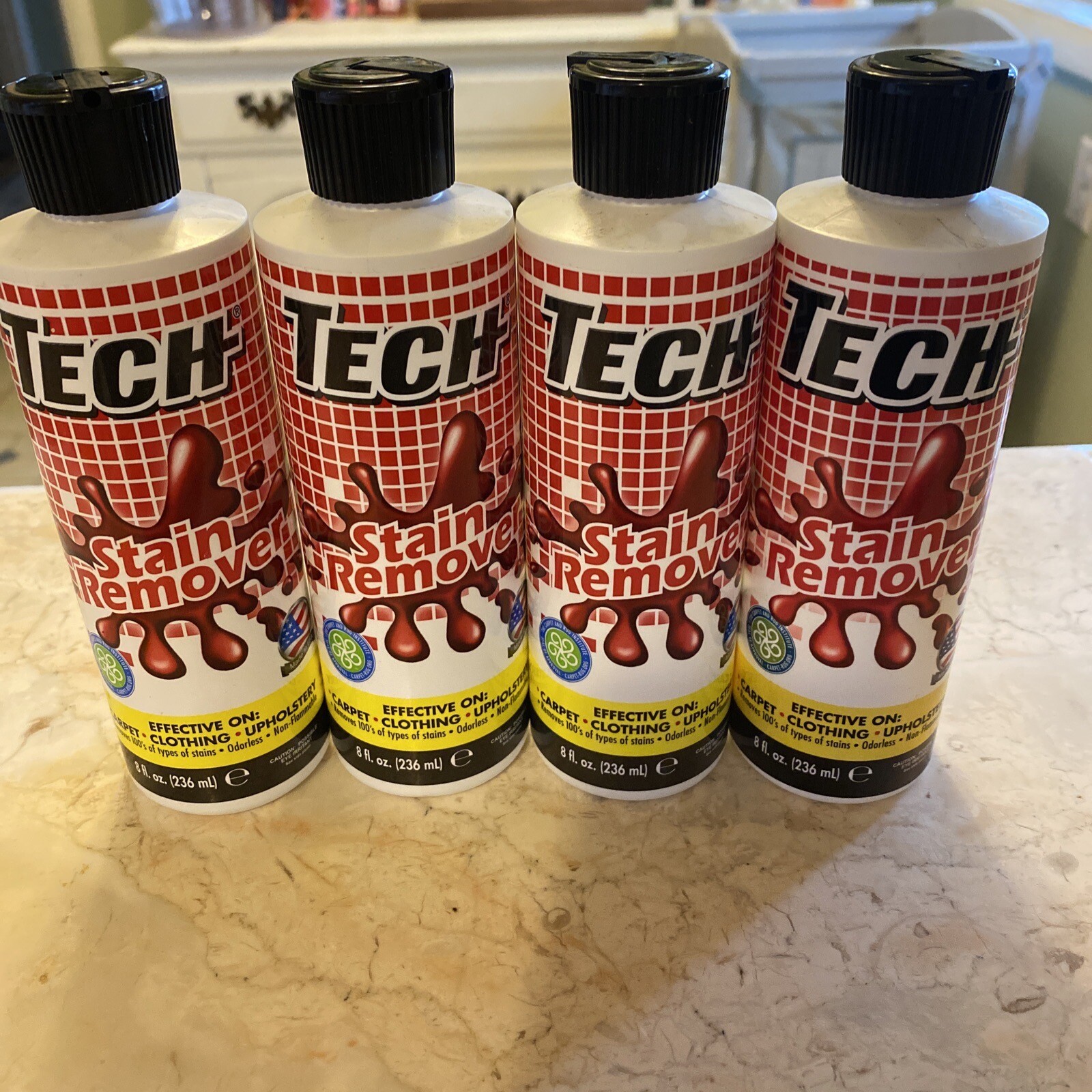 4 Tech No Scent Stain Remover 8oz Liquid Multi Purpose Non-toxic Carpet Clothing