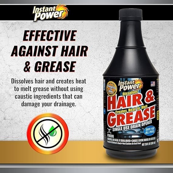 Instant Power Hair and Grease Liquid Drain Opener 20 oz Total Qty 6
