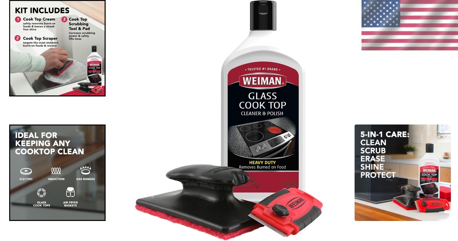 Effortless Glass Cooktop Cleaner with 3 Scrubbing Pads – 20oz Powerful Cream