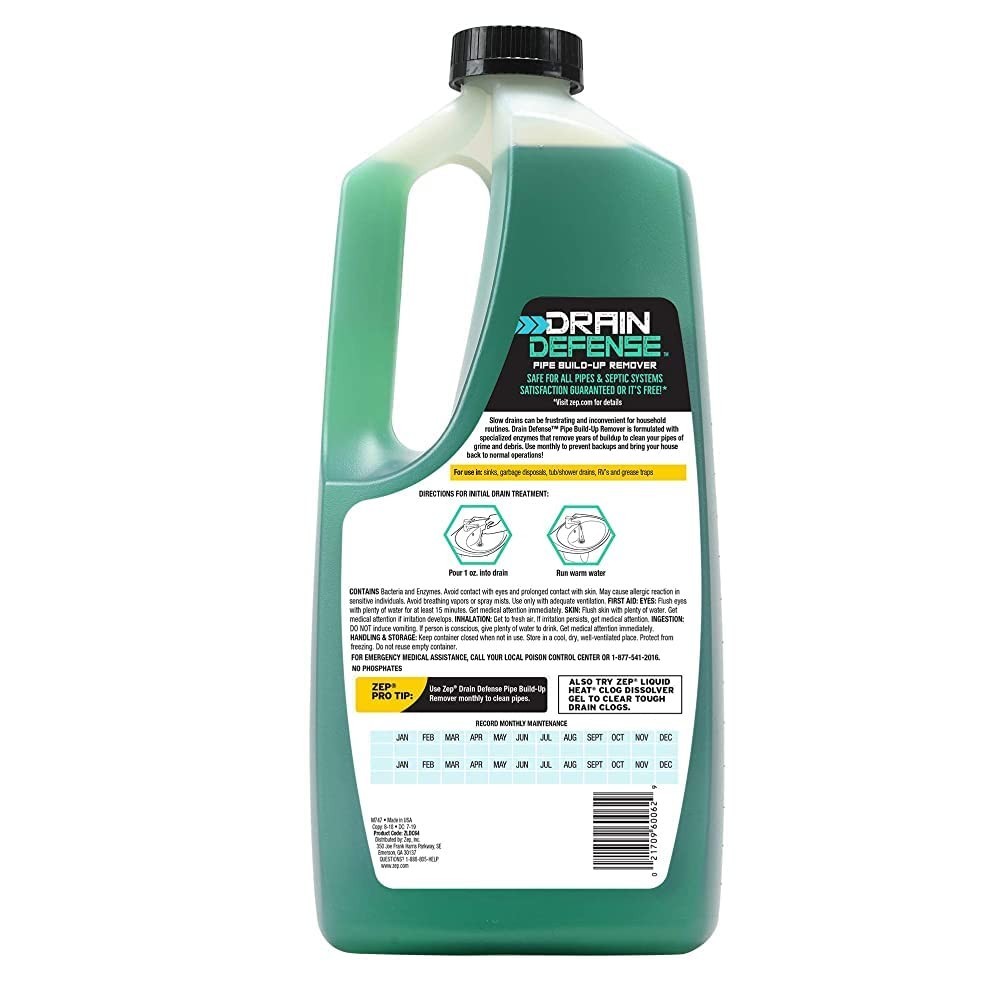 Professional Strength Drain Cleaner – 64 oz Liquid Pipe Build-Up Remover, Eco-Fr