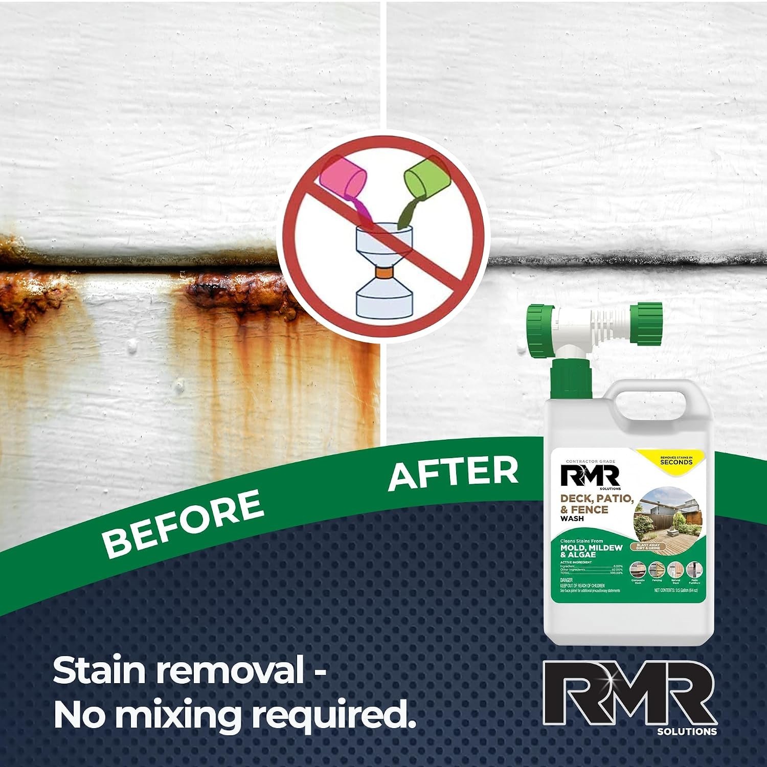 RMR Deck, Patio, & Fence Wash – Commercial-Grade Outdoor Stain Remover for Mo…