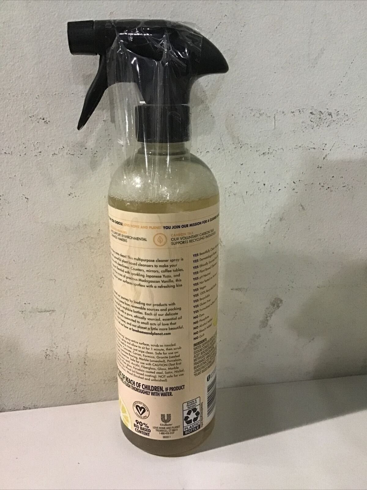 Love Home and Planet Multipurpose Cleaner Spray, Citrus Yuzu & Vanilla, 23 oz