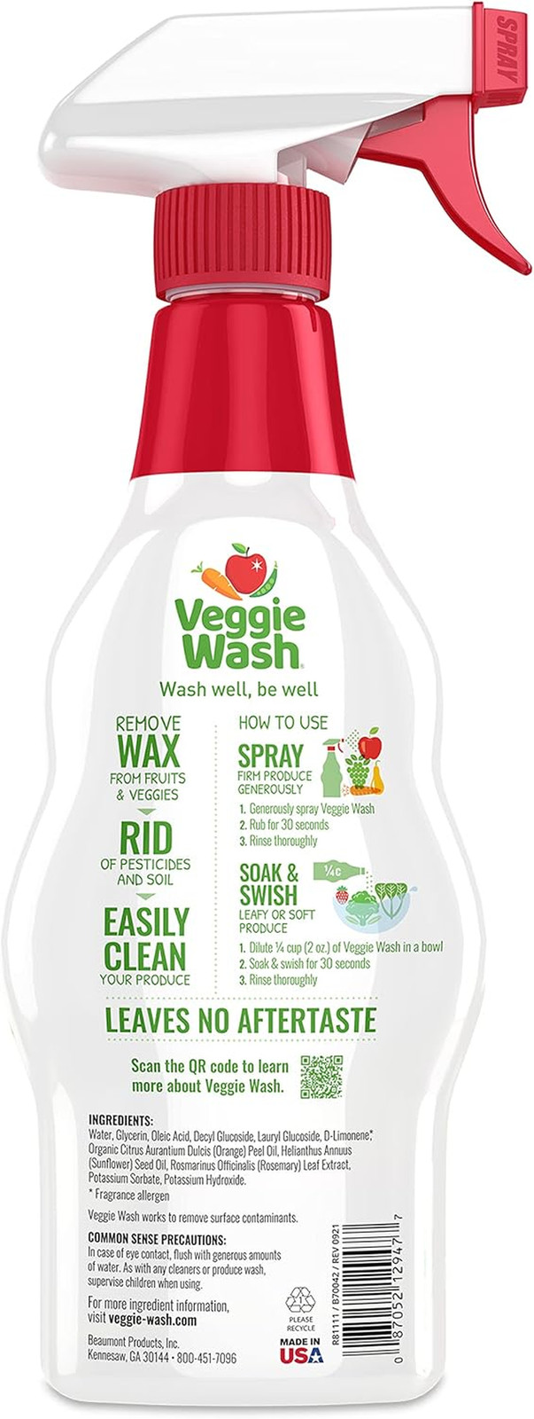 Fruit & Vegetable Wash, Produce Wash and Cleaner, 16-Fluid Ounce