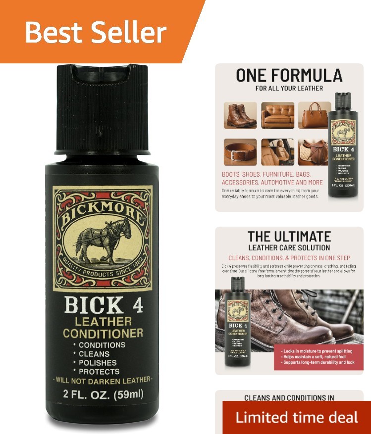 Bick 4 Leather Conditioner – Non-Darkening, Wax-Free Care for Leather Goods 2 oz