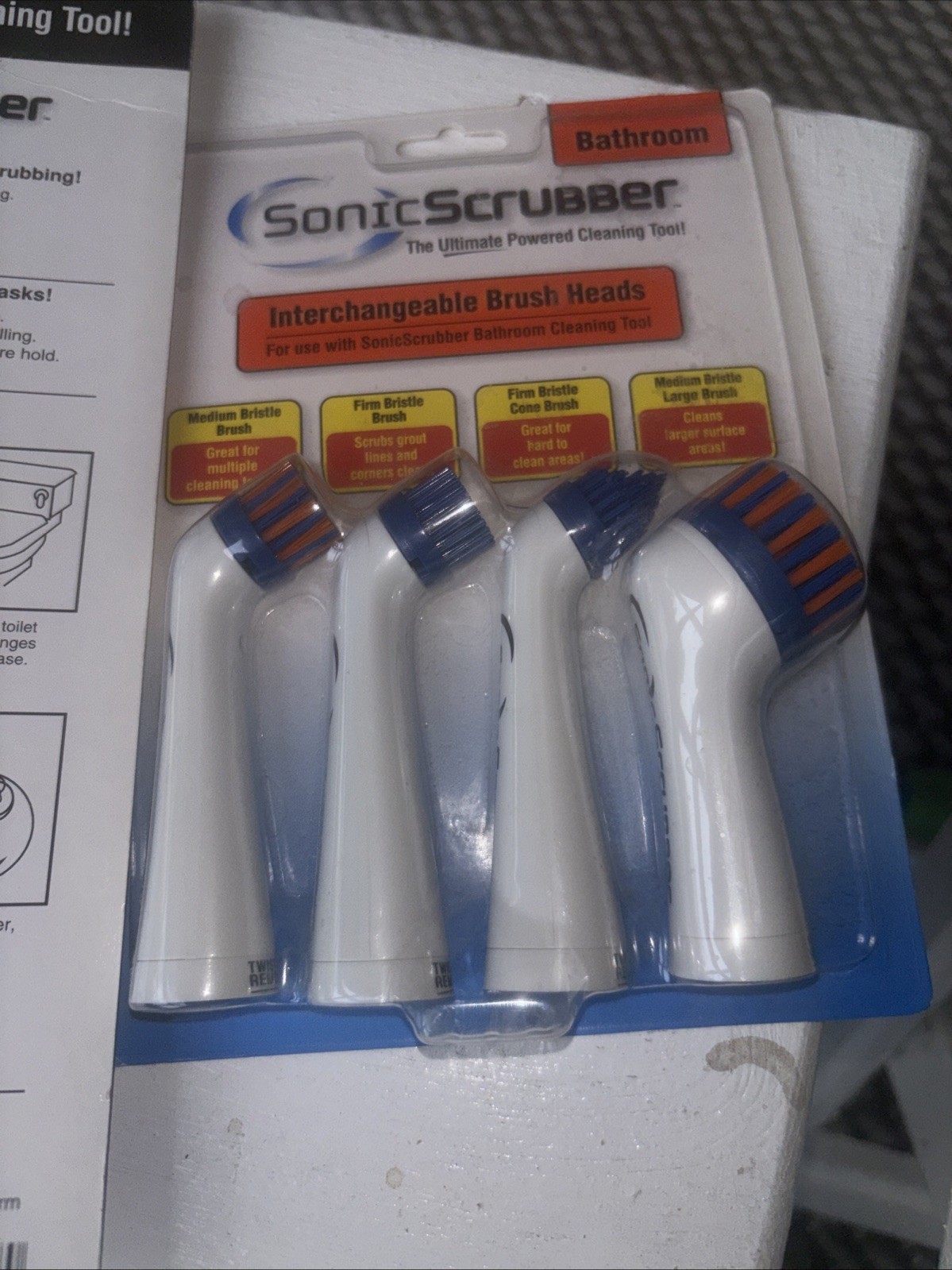 Sonic Scrubber Bathroom Tool Power Cleaner Plus + Interchangeable Brush Packs