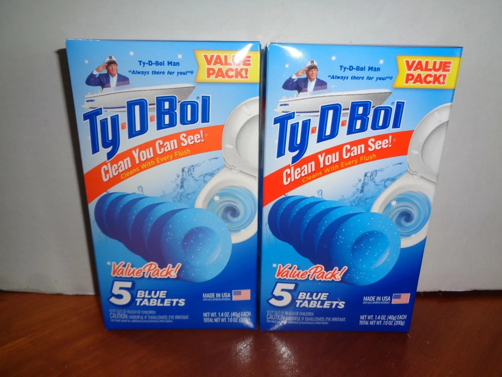 Ty-D-Bol 2-5 Ct Value Packs 10 Tablets Total Toilet Bowl Cleaner Continuous Blue