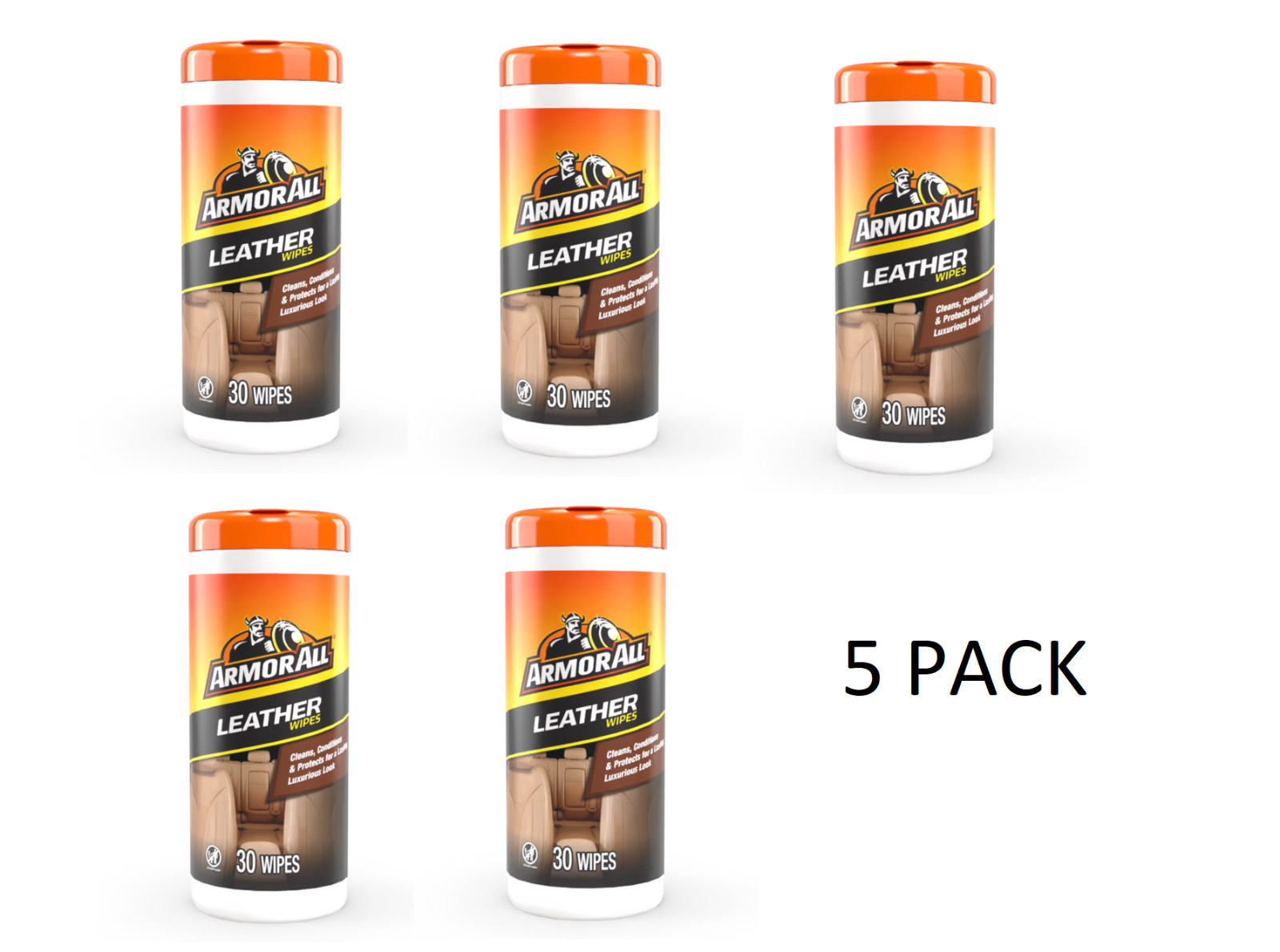 5 PACK All Leather Care Automotive Wipes (30 Count) Leather Care Wipes Free Ship