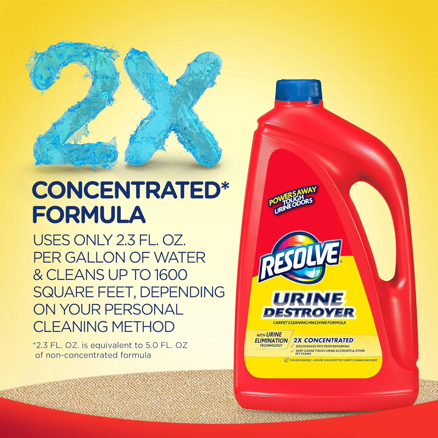 Resolve Urine Destroyer Steam Carpet Cleaner Solution – 2X Concentrated Formula