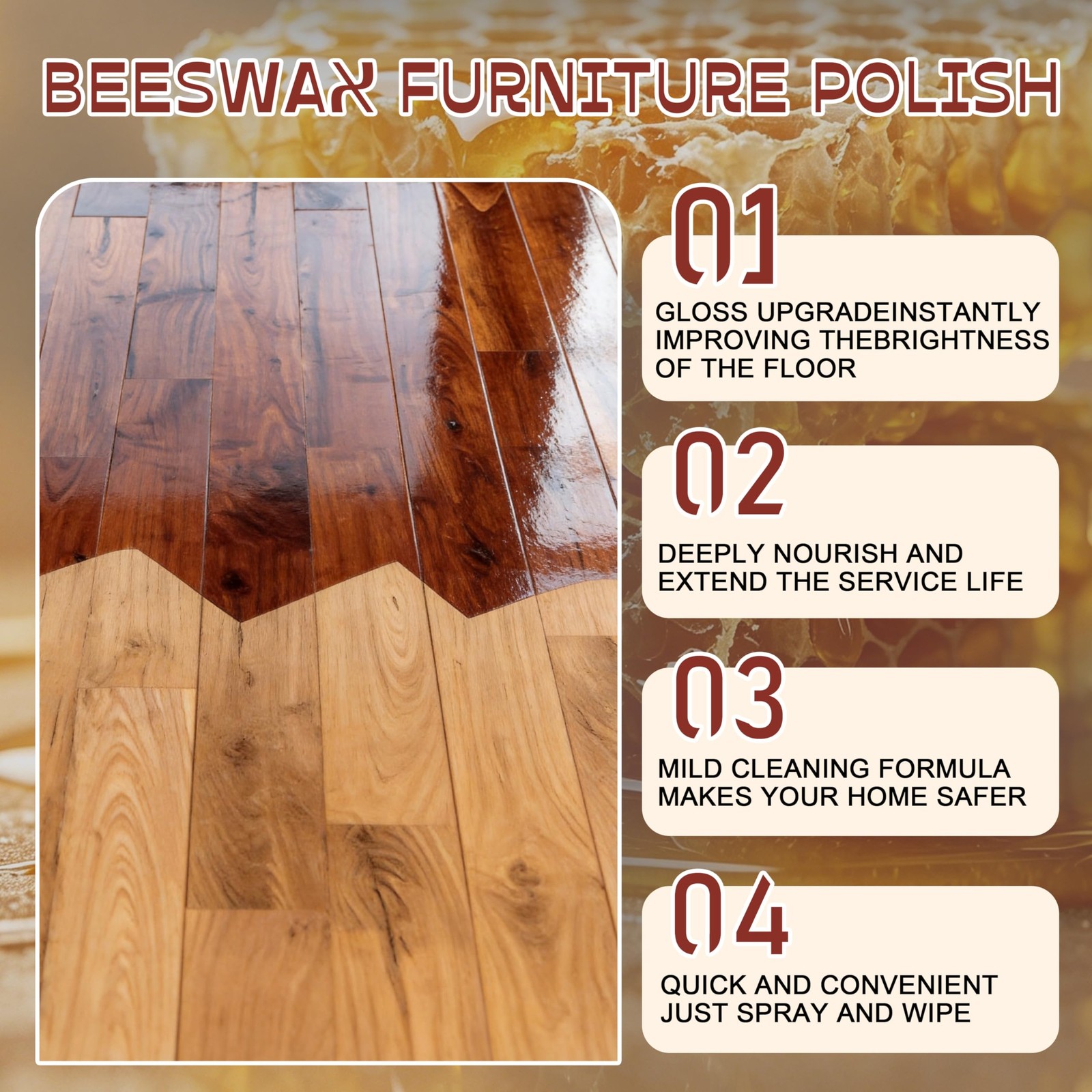 Beeswax Wood Polish Spray, 355ML Beeswaxs Floor Spray Furniture Polish and Cl…
