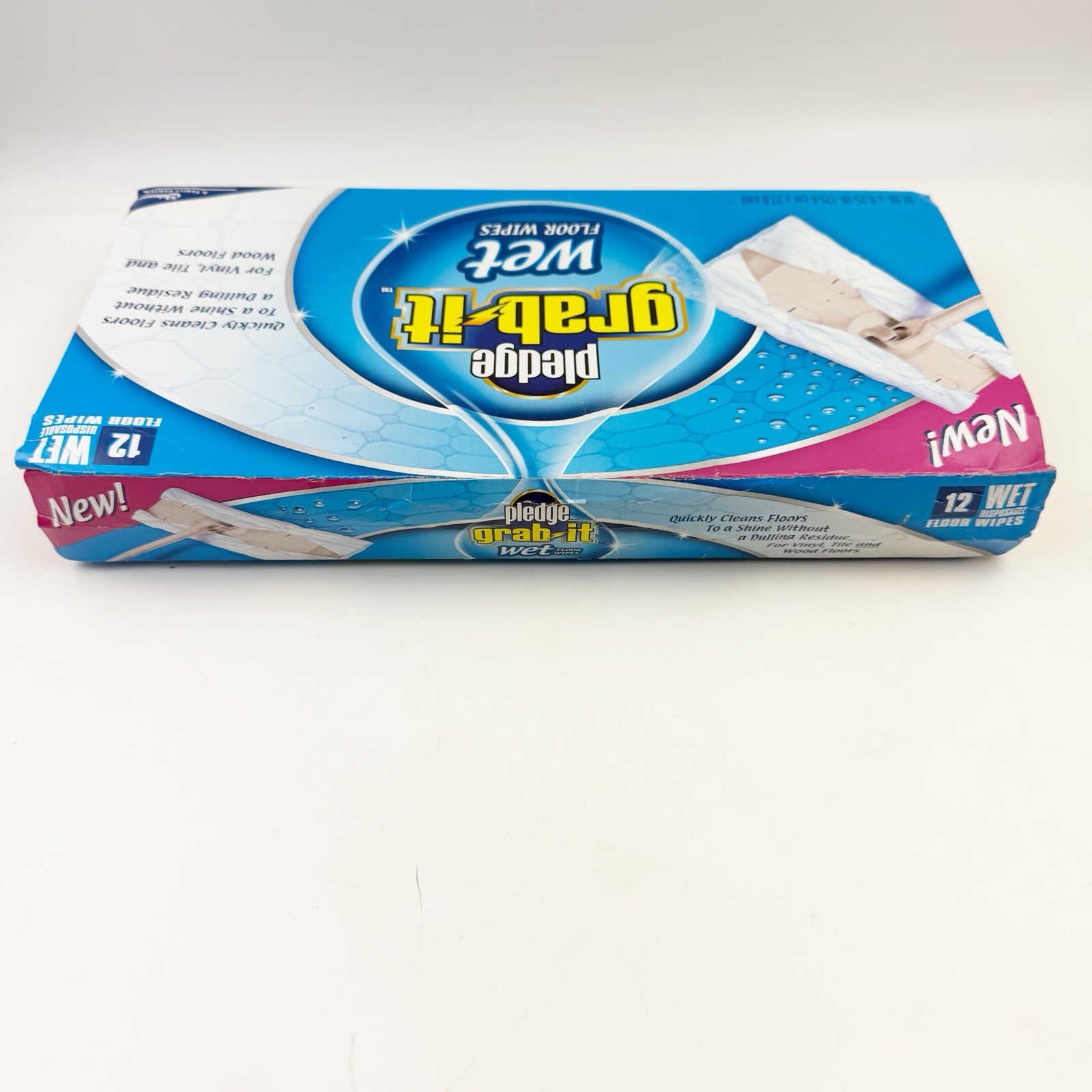 Pledge Grab It Wet Floor Wipes 12 Disposable Pre Moistened New Sealed Pkg Wear