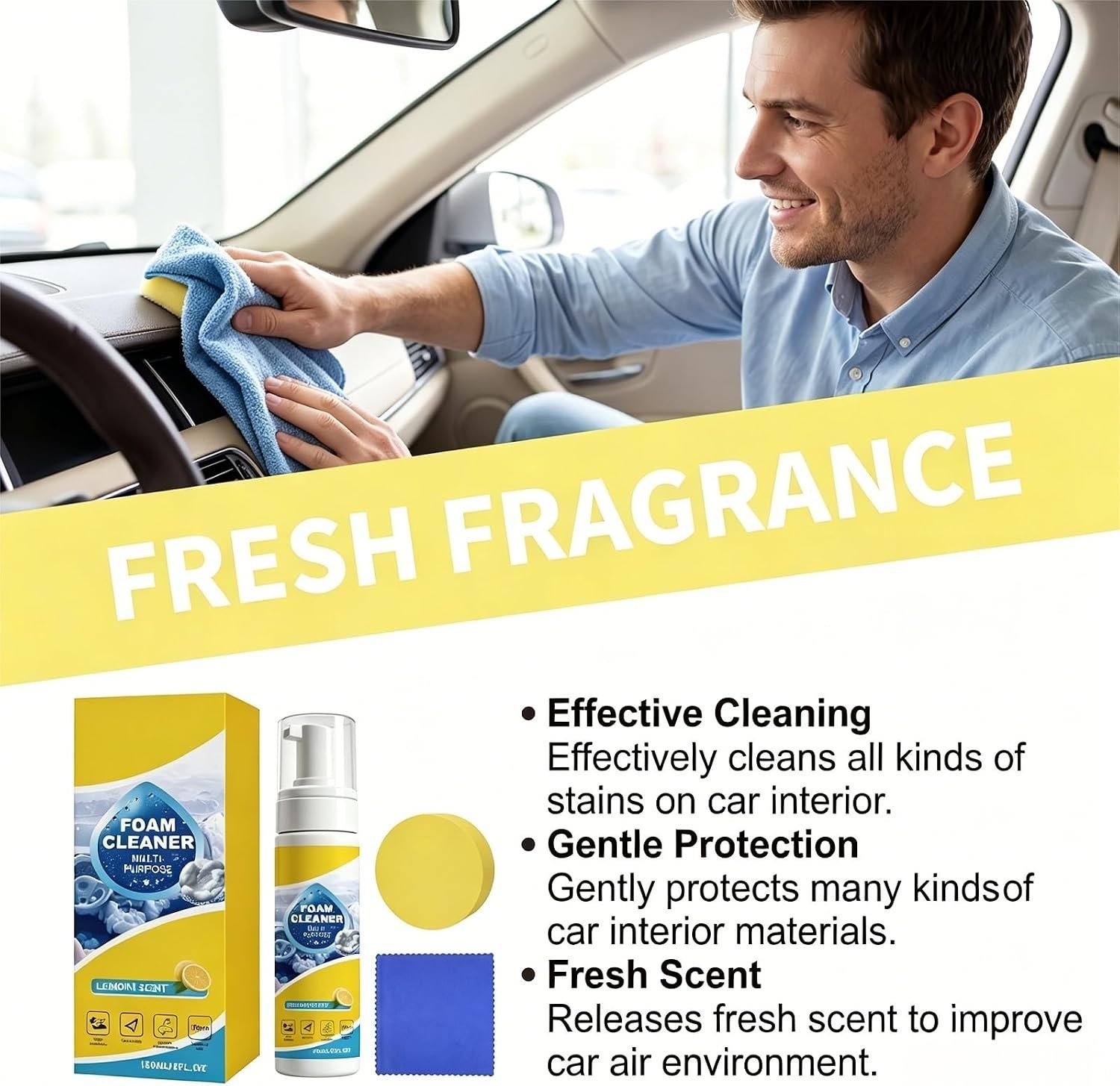 4-in-1 Multi-Enzyme Foam Cleaner, All-Purpose Spray 5oz with Sponge & Towel