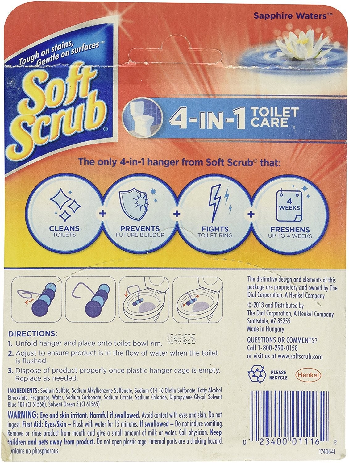 4-in-1 Toilet Care Rim Hanger, Sapphire Waters, 1.76 Ounce (Pack of 2)