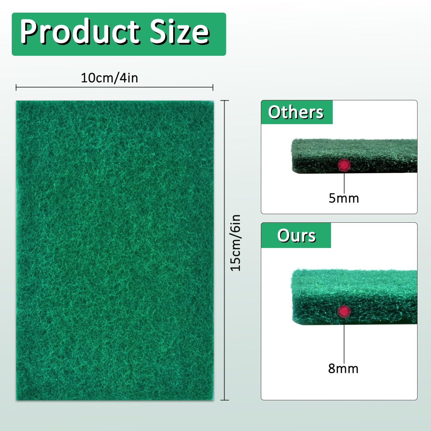 100 PCS Scouring Pad Reusable Household Green Scrubbing Pads for Cleaning, Mu…