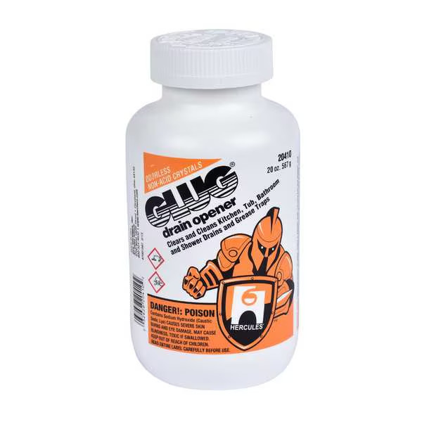 HERCULES Glug Crystal Drain Opener, Ready to Use, Crystalline Solid 20 oz Bottle