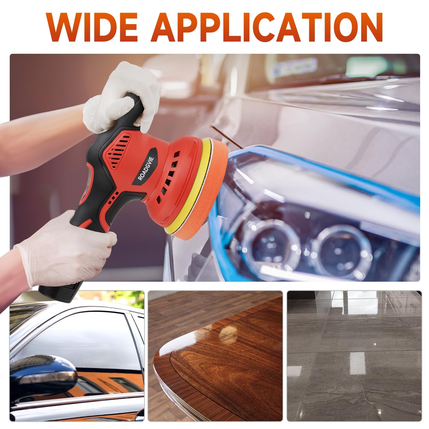 Cordless Car Buffer Polisher with 2PCS 2.0Ah Battery, (5 Inch/6 Inch) 8 Varia…