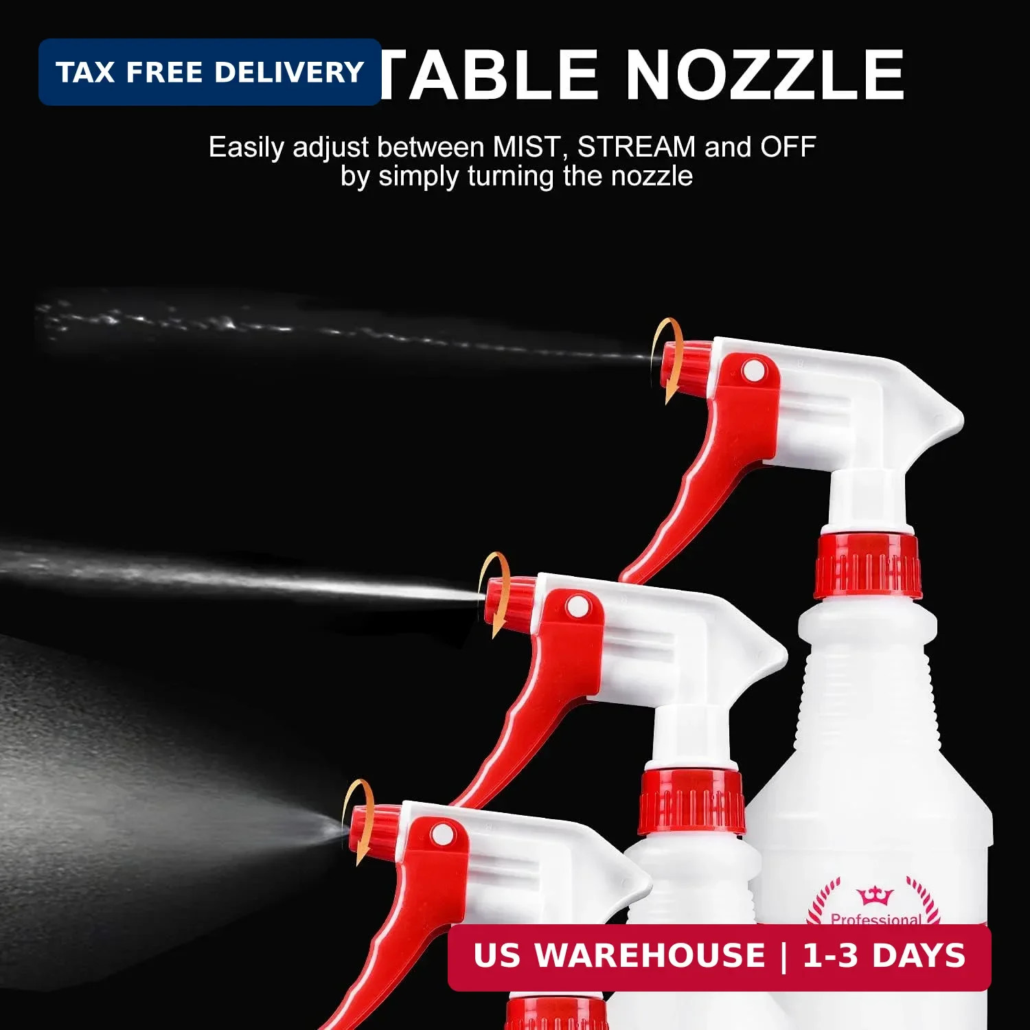 Plastic Spray Bottle (4 Pack, 16 Oz, All-Purpose) Heavy Duty Spraying Bottles