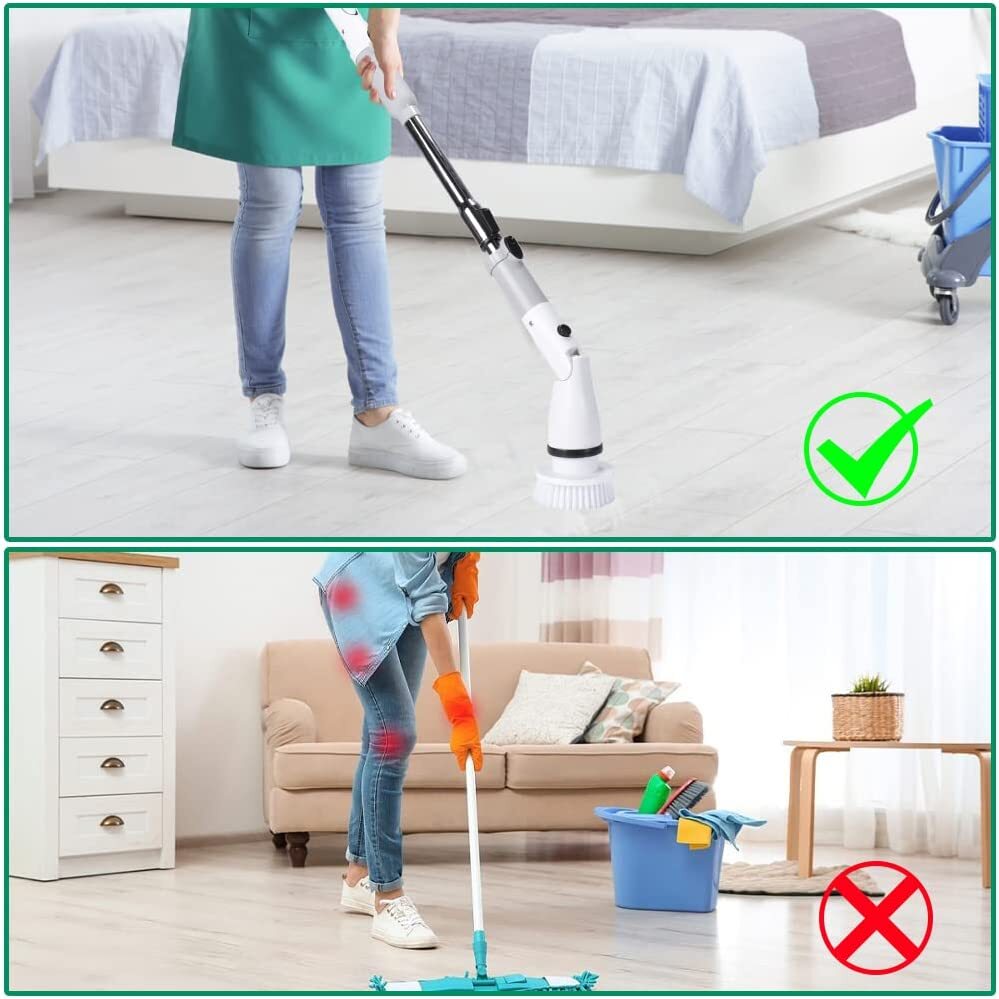 Electric Scrubtastic Rechargeable Cordless Spin Scrubber 3 Heads Cleaning Mop