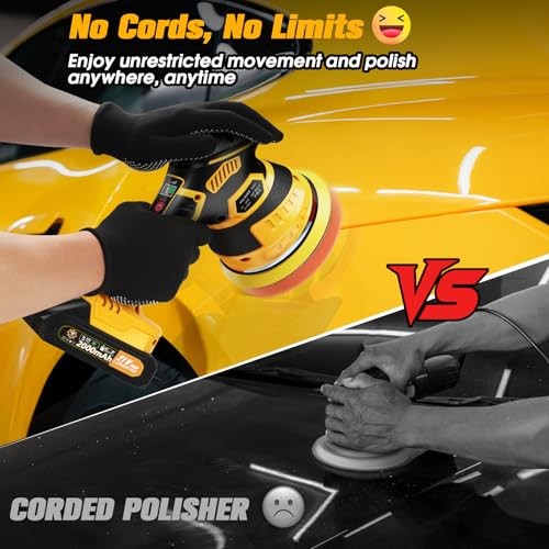 Cordless Car Buffer Polisher kit [2x 2000mAh 21V Batteries & 18 PCS Attachments]