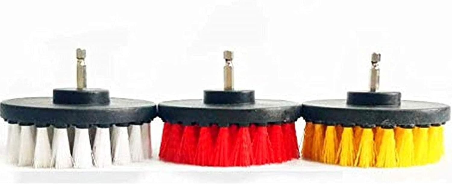 5In 3 Piece Soft, Medium and Stiff Power Scrubbing Brush Drill Attachment for Cl
