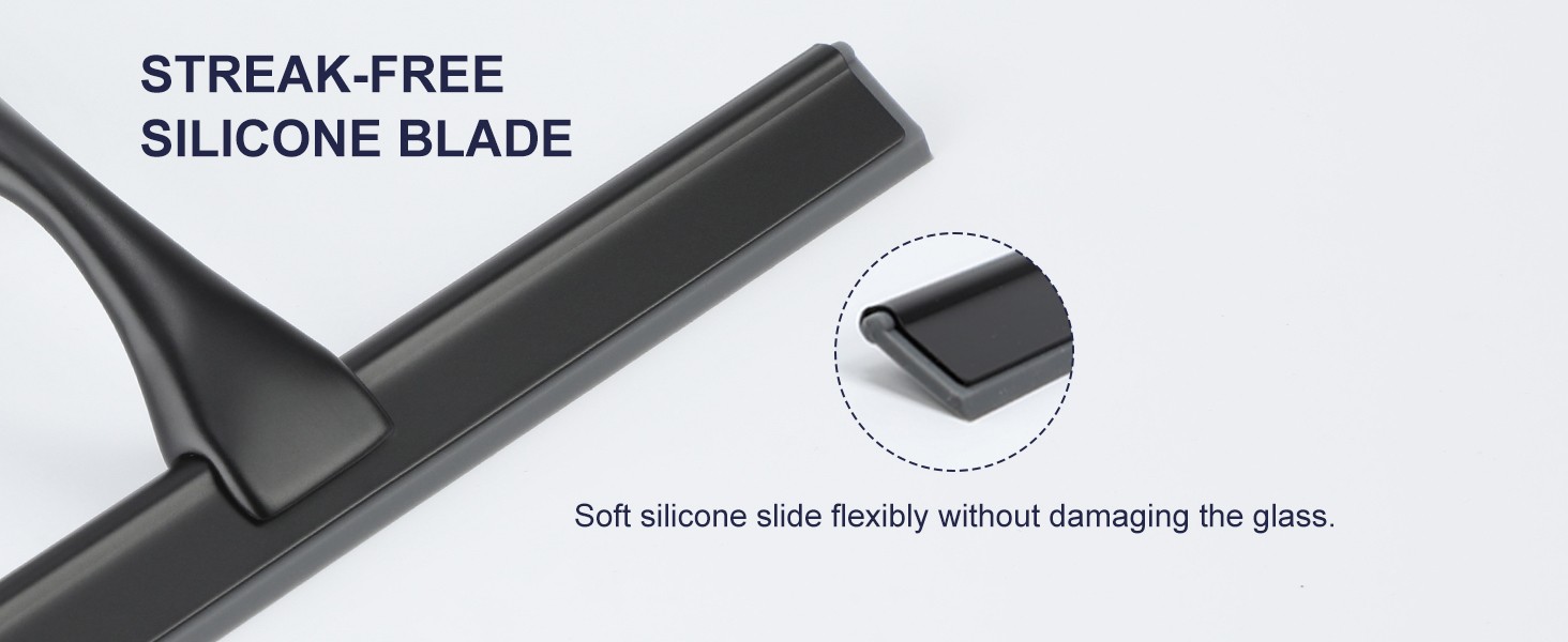Shower Squeegee, 10-Inch Matte Black Squeegee, All-Purpose Stainless Steel