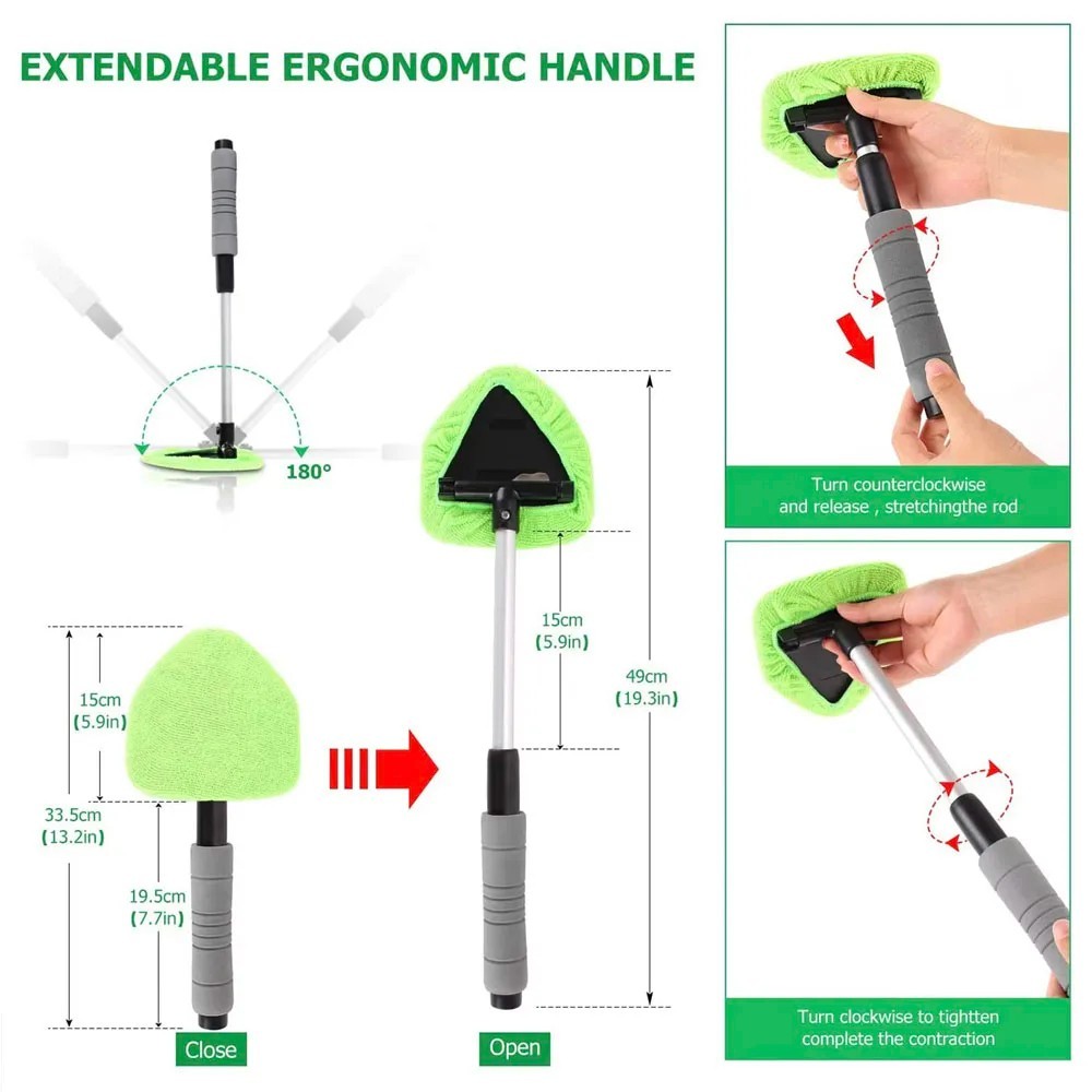 Telescopic Car Window Windshield Cleaning Brush Set Microfiber Window Glass Clea