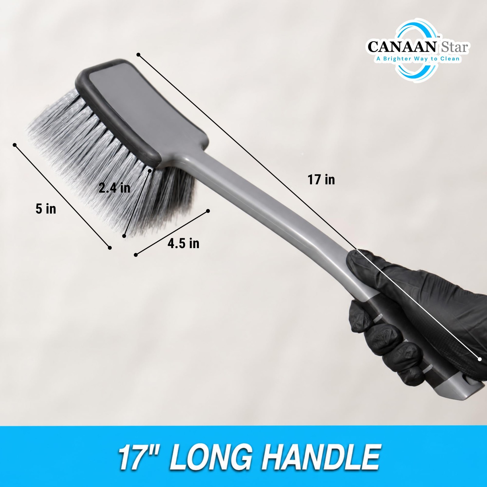 Canaan Star Car Brush, 17″ Long Handle Grill & Fender Brush, Flagged Bristles…