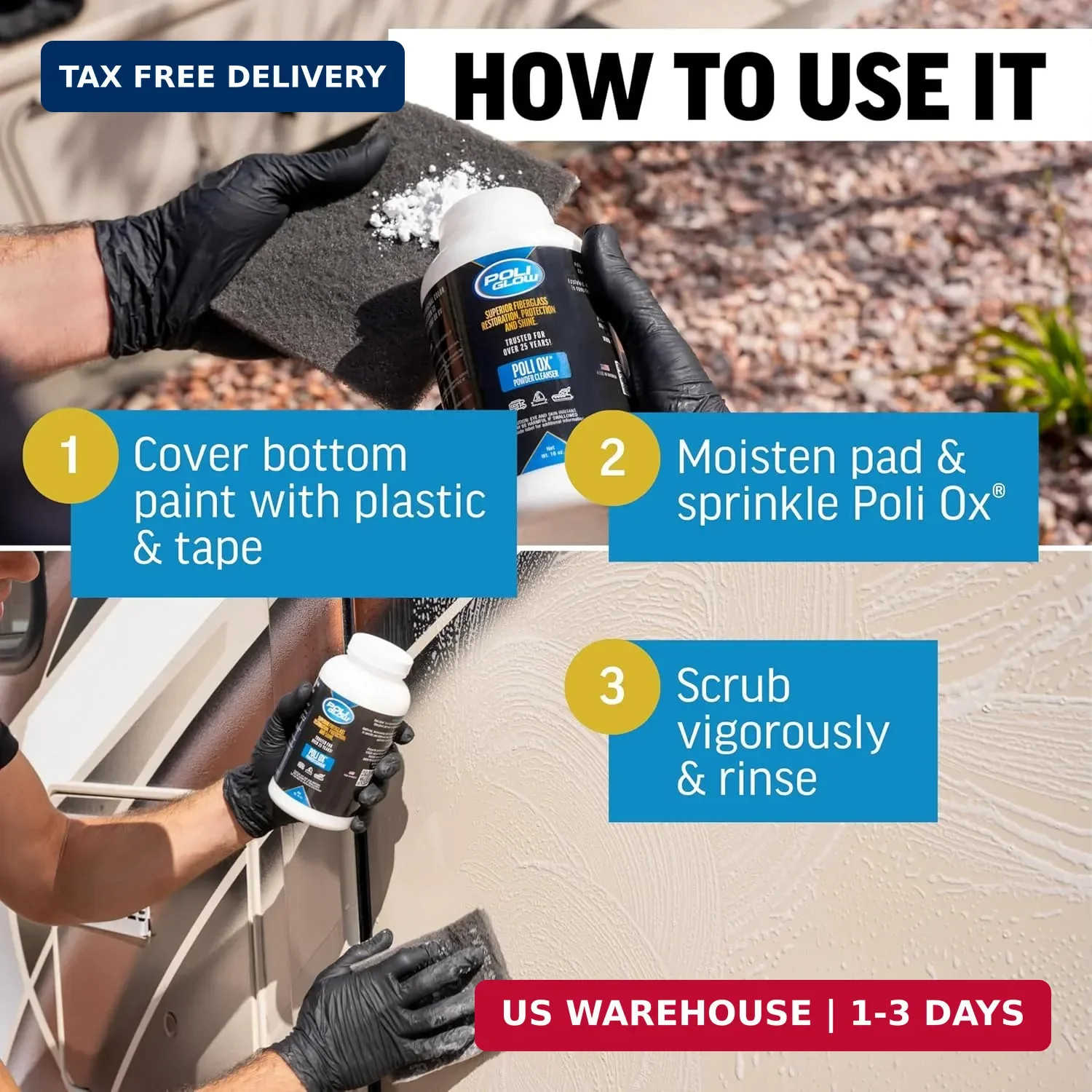Poli Ox® Oxidation Removal Kit for Boats, RVs, or Fiberglass Surfaces-Removes He