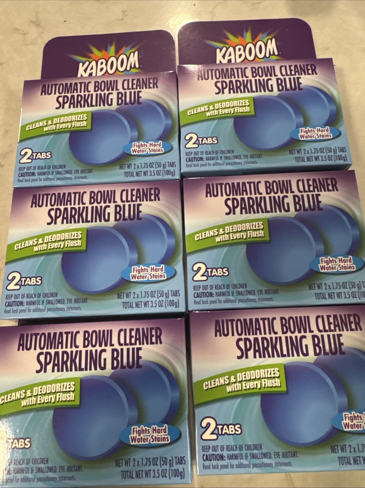 🔥 KABOOM Auto Bowl Cleaner Sparkling Blue 6 Boxes 2 Tabs Ea 12 Total Free Ship
